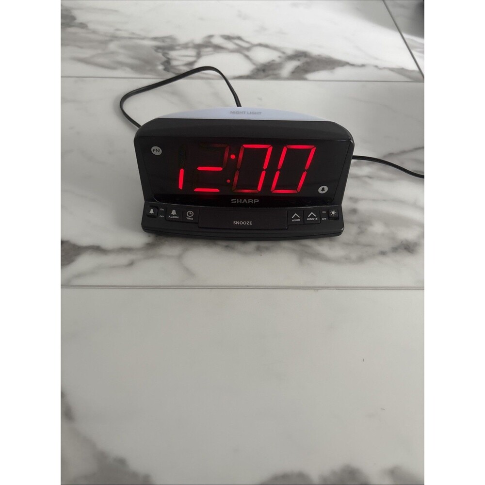 SHARP LED Digital Alarm Clock Jumbo LED Display and Built In Nightlight. - Picture 5 of 5